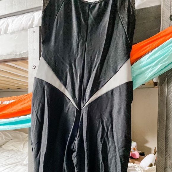 Snake Print Black Catsuit with Slimming Panels - Picture 9 of 10